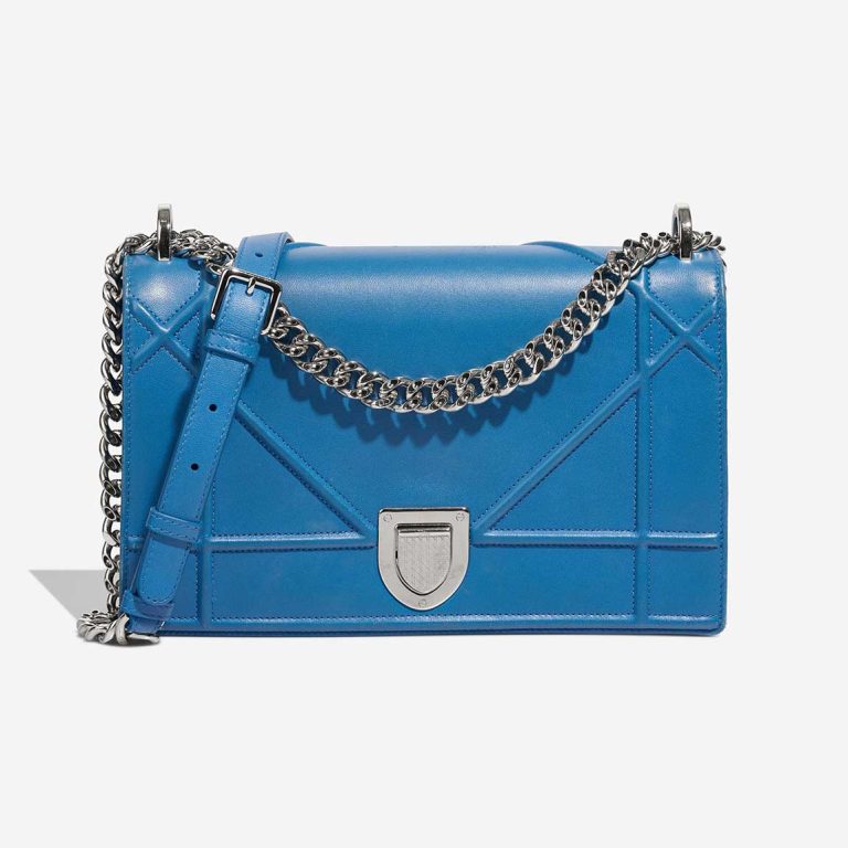 Dior Diorama Medium Calf Blue Front | Sell your designer bag