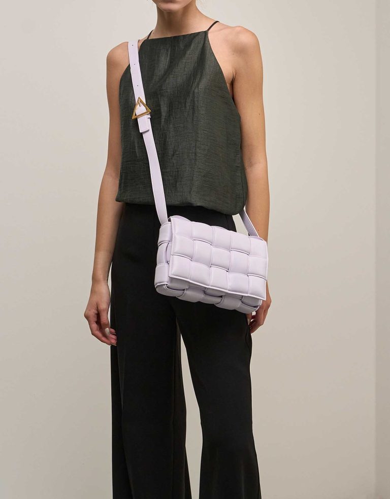 Bottega Veneta Cassette Lamb Light Lilac on Model | Sell your designer bag