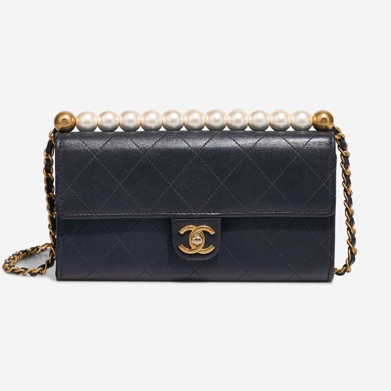 Chanel Wallet On Chain Timeless Lamb Dark Blue Front | Sell your designer bag