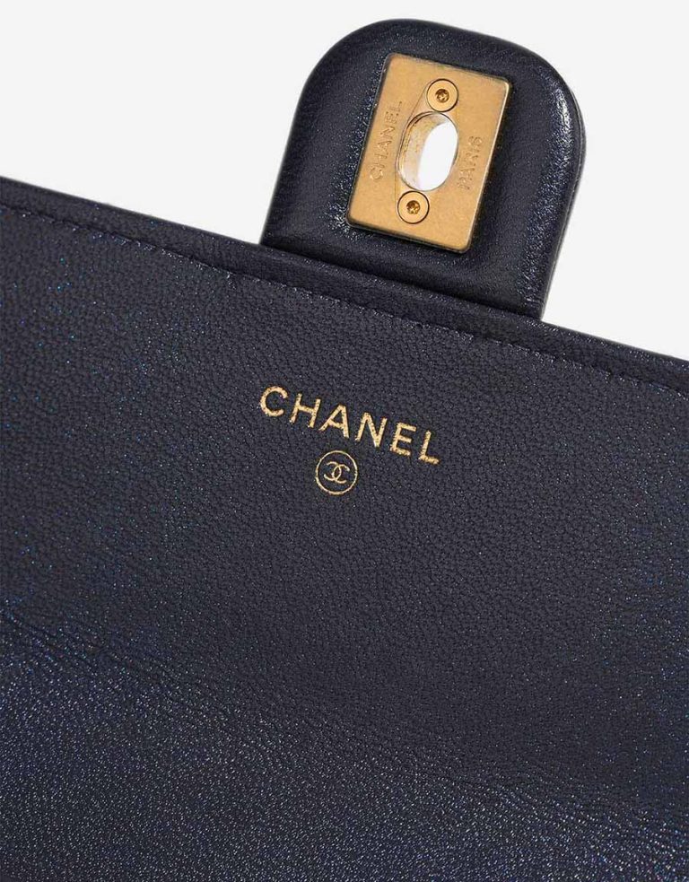 Chanel Wallet On Chain Timeless Lamb Dark Blue Logo | Sell your designer bag