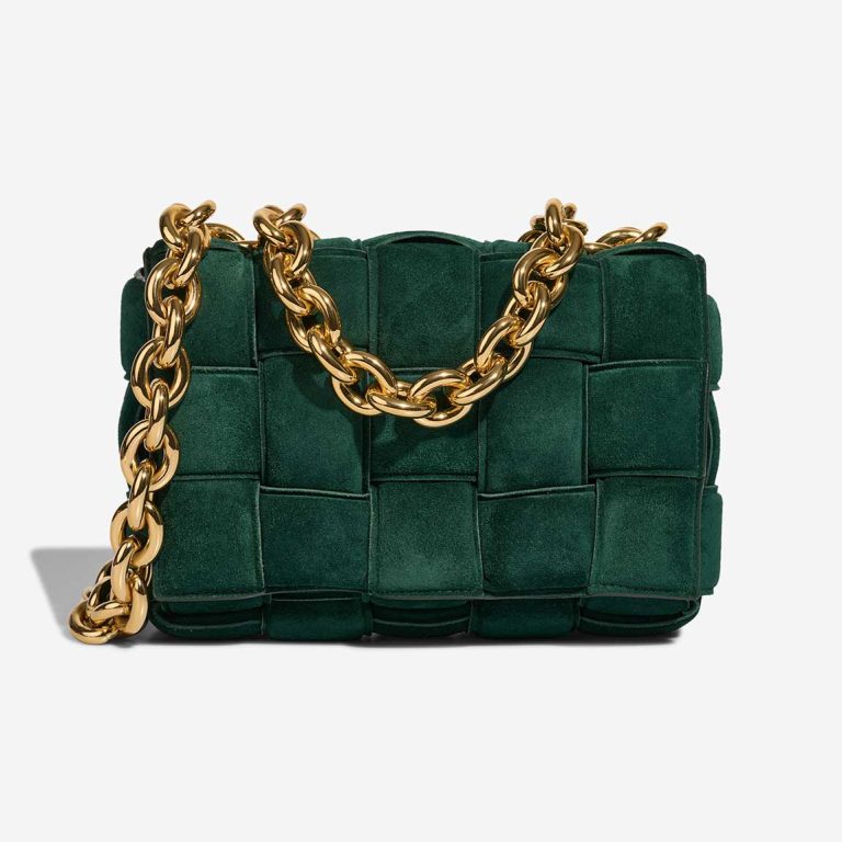Bottega Veneta Cassette Suede Dark Green Front | Sell your designer bag