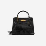 Hermès Kelly 28 Porosus Crocodile Black Front | Sell your designer bag