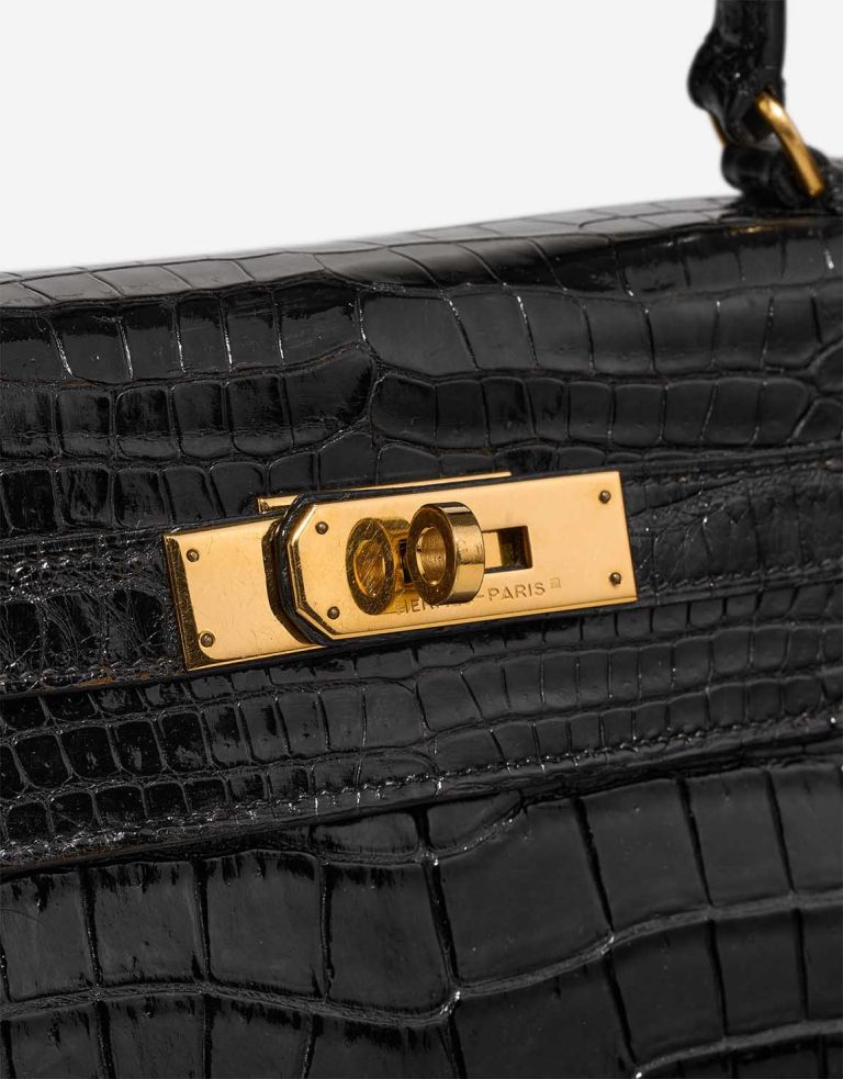 Hermès Kelly 28 Porosus Crocodile Black Closing System | Sell your designer bag