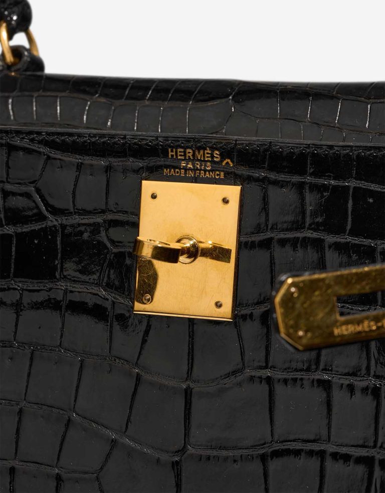 Hermès Kelly 28 Porosus Crocodile Black Logo | Sell your designer bag