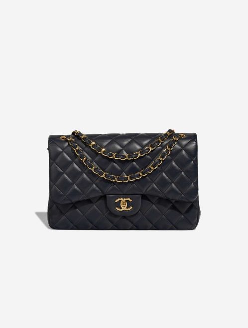 Chanel Timeless Jumbo Lamb Dark Blue Front | Sell your designer bag