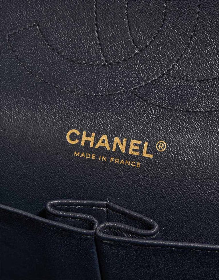 Chanel Timeless Jumbo Lamb Dark Blue Logo | Sell your designer bag