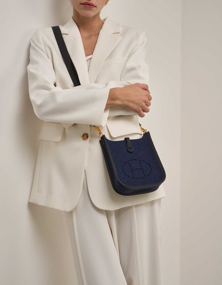 Hermès Evelyne 16 Wooly / Clémence Bleu Saphir / Caban on Model | Sell your designer bag