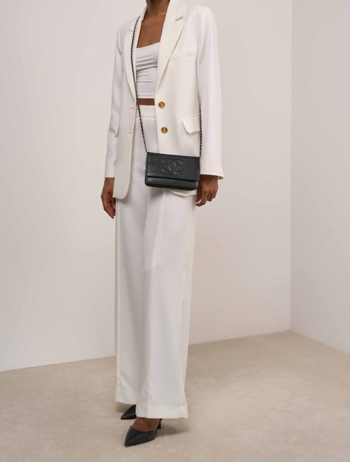 Chanel Wallet On Chain Caviar Black on Model | Sell your designer bag