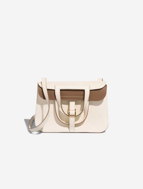 Hermès Halzan 25 Taurillon Clémence Mushroom / Beige de Weimar Front | Sell your designer bag