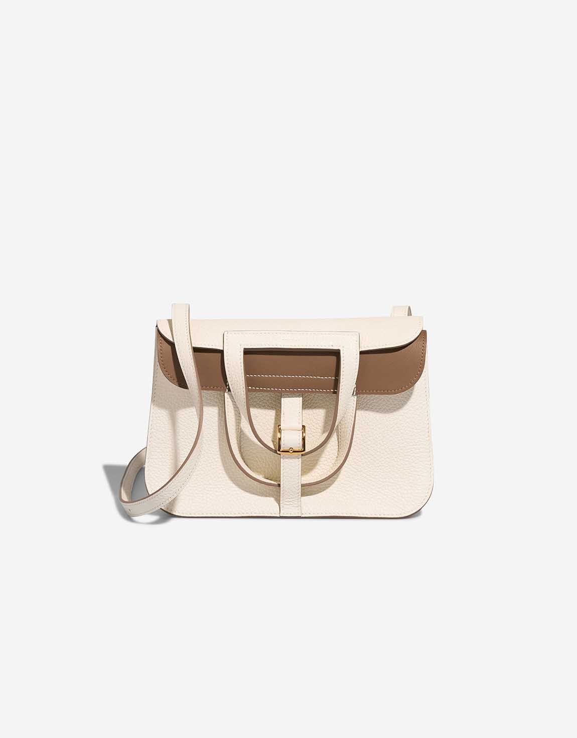 Hermès Halzan 25 Taurillon Clémence Mushroom / Beige de Weimar