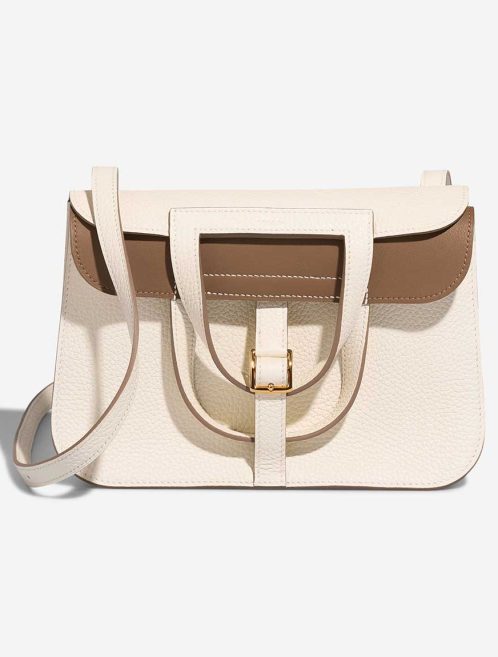 Hermès Halzan 25 Taurillon Clémence Mushroom / Beige de Weimar Front | Sell your designer bag