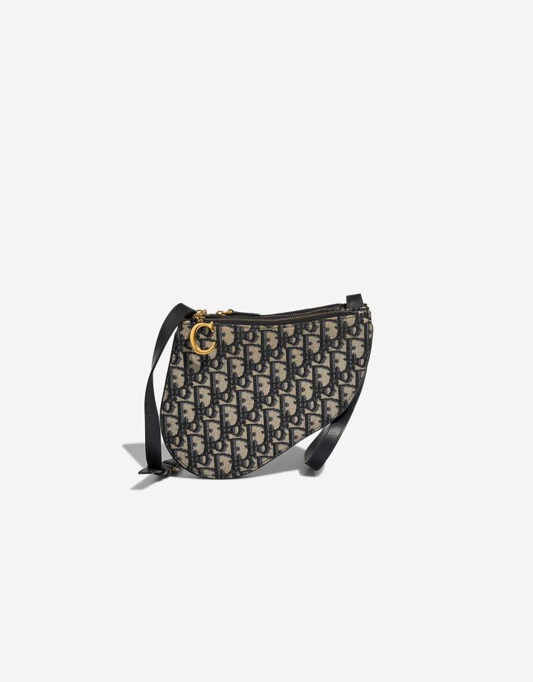 Dior Saddle Clutch Oblique Jacquard Blue / Beige Front | Sell your designer bag