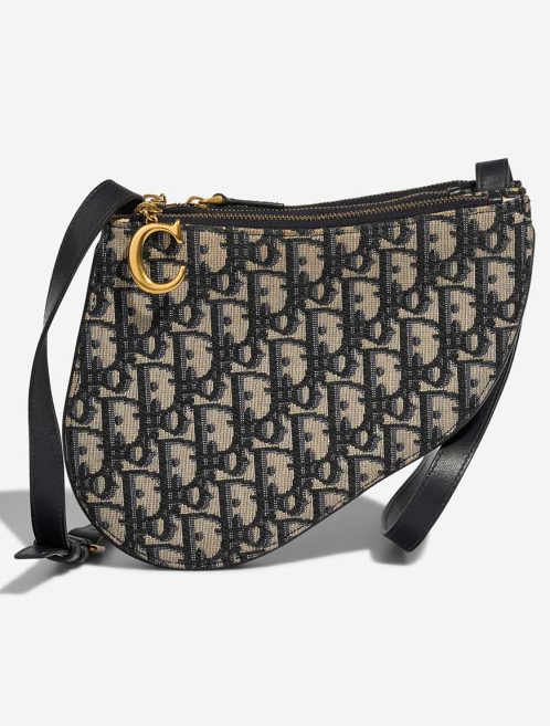 Dior Saddle Clutch Oblique Jacquard Blue / Beige Front | Sell your designer bag