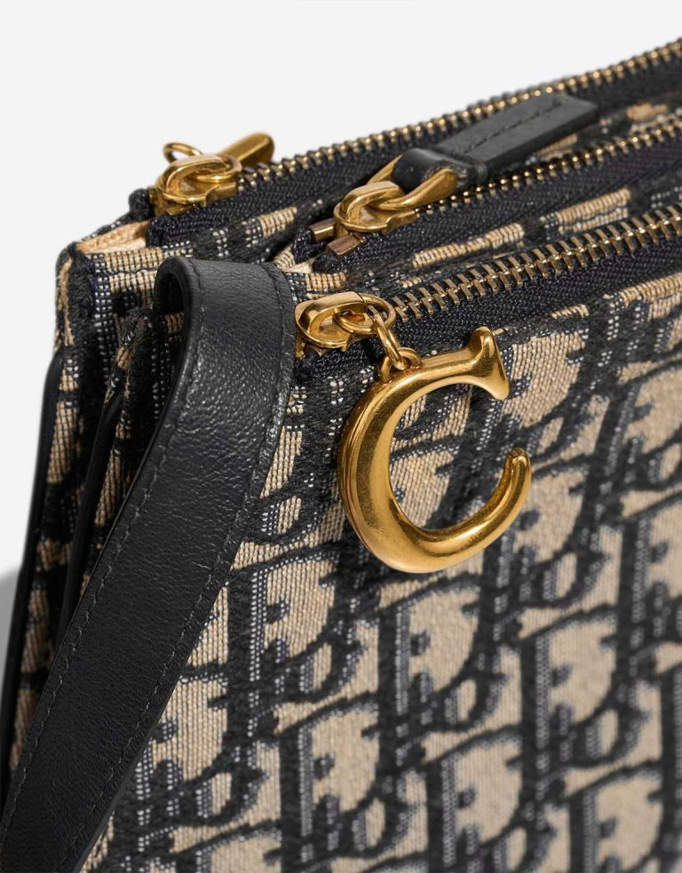 Dior Saddle Clutch Oblique Jacquard Blue / Beige Closing System | Sell your designer bag