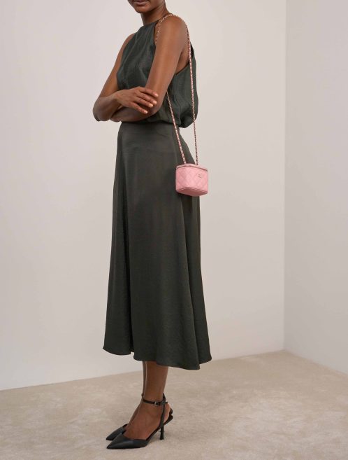 Chanel Vanity Small Caviar Pink on Model | Sell your designer bag