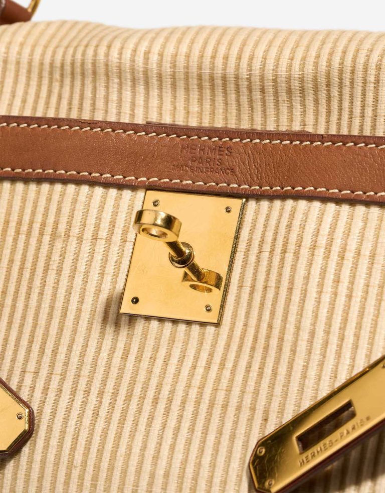 Hermès Kelly 28 Crinoline Barénia / Canvas / Nylon Fauve / Naturel Logo | Sell your designer bag