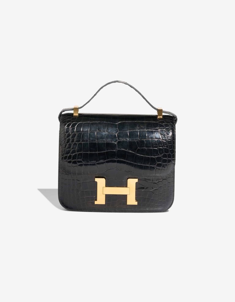 Hermès Constance 24 Alligator Mississippi Black / Rouge Grenat Front | Sell your designer bag