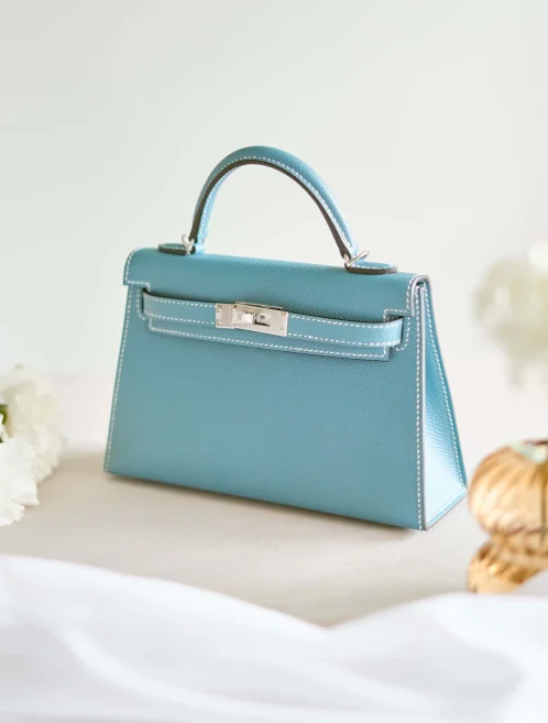 Hermès Mini Kelly Bleu Jean