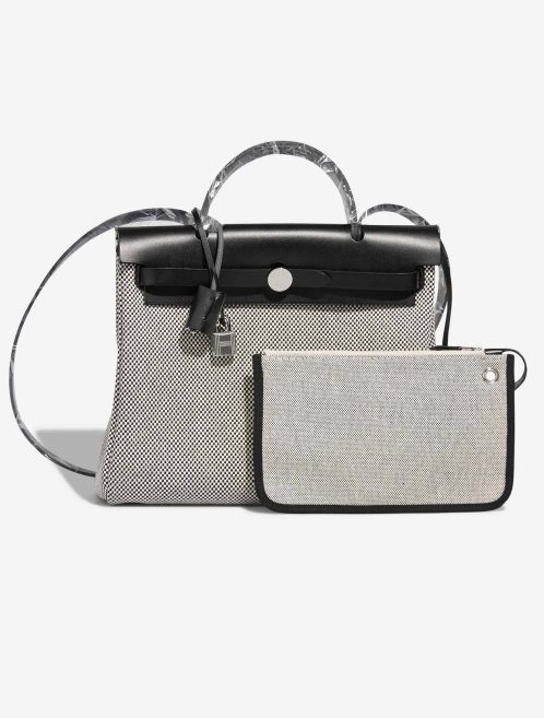 Hermès Herbag 31 Vache Hunter / Toile Quadrille Black / Écru Front | Sell your designer bag