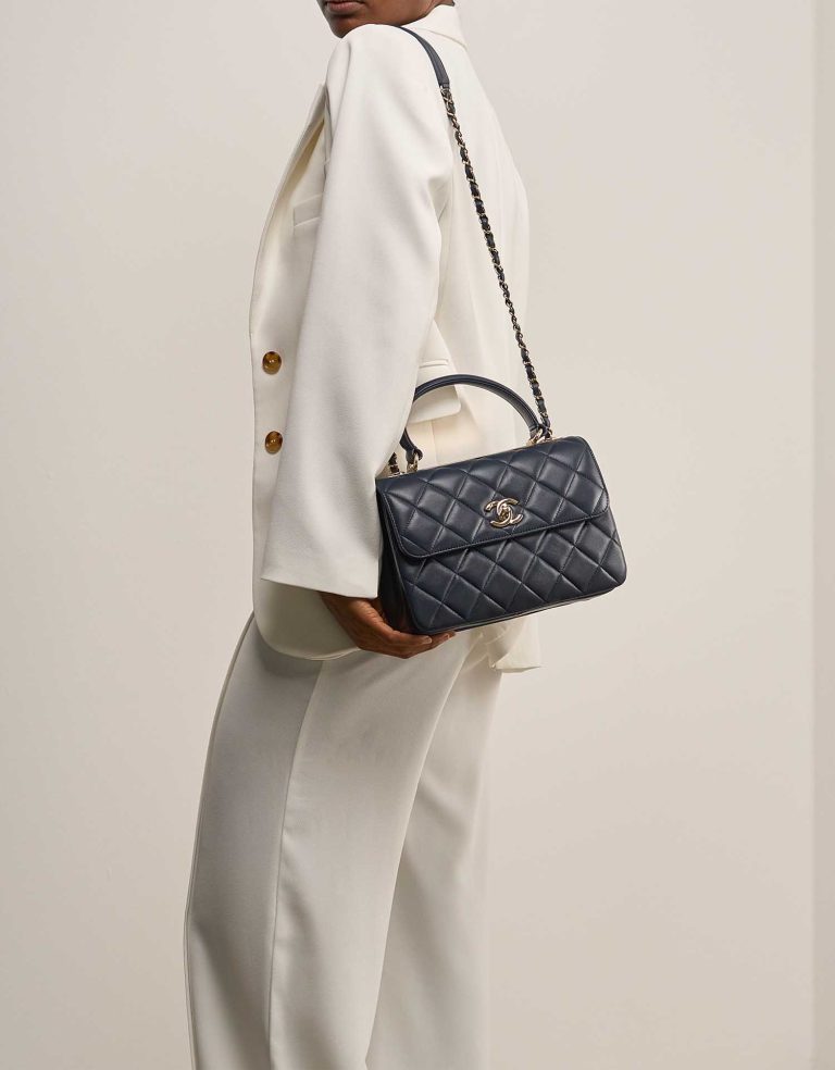 Chanel Trendy CC Medium Lamb Navy on Model | Sell your designer bag