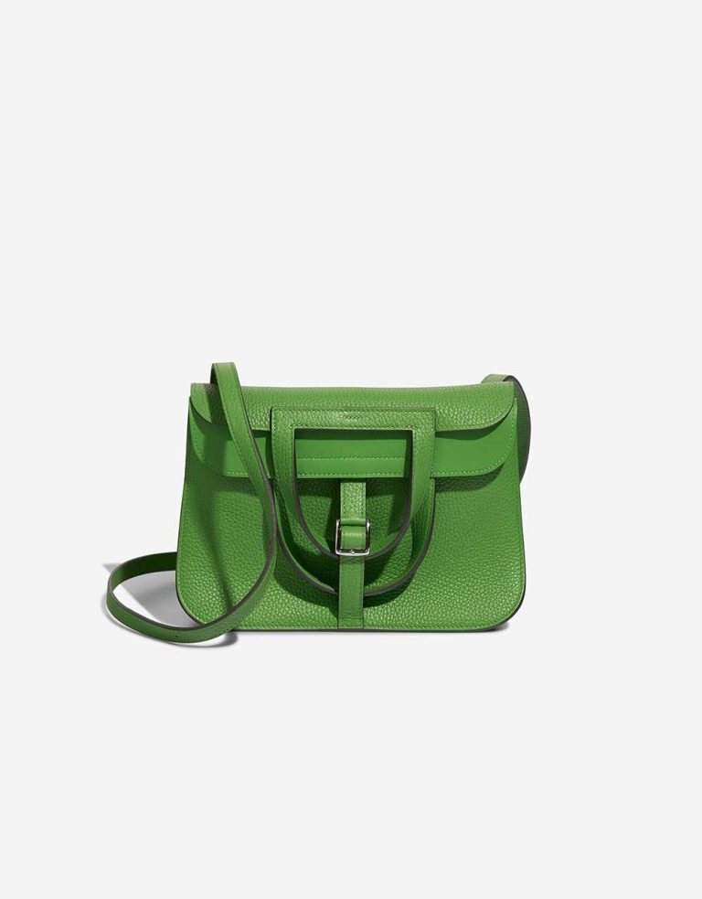 Hermès Halzan 25 Taurillon Clémence Vert Yucca Front | Sell your designer bag