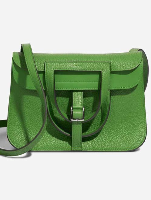 Hermès Halzan 25 Taurillon Clémence Vert Yucca Front | Sell your designer bag