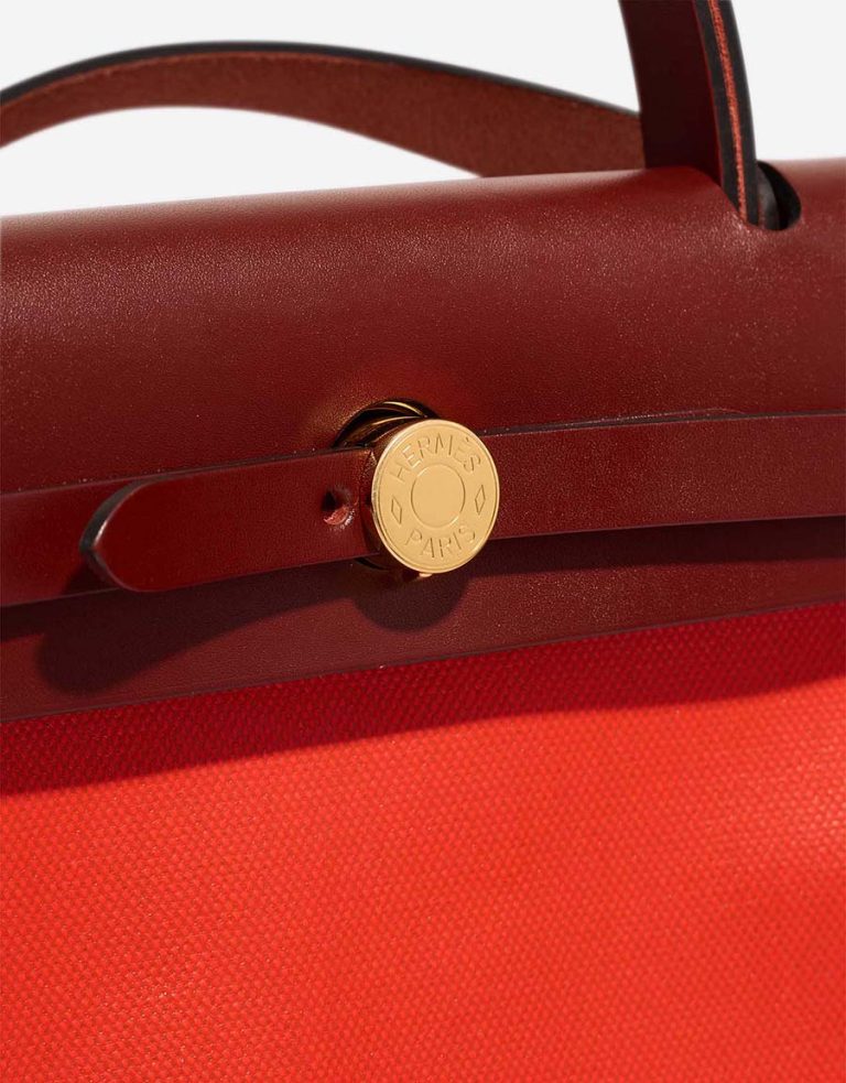 Hermès Herbag 31 Toile / Vache Hunter Orange Mécano / Écru / Beige / Rouge H Closing System | Sell your designer bag