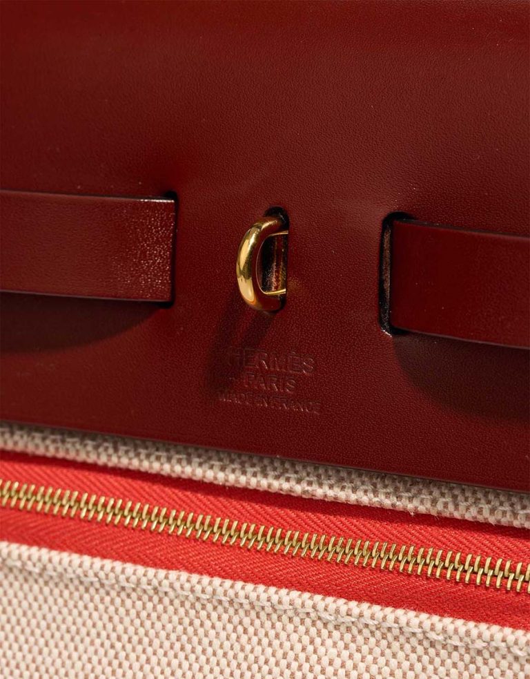 Hermès Herbag 31 Toile / Vache Hunter Orange Mécano / Écru / Beige / Rouge H Logo | Sell your designer bag