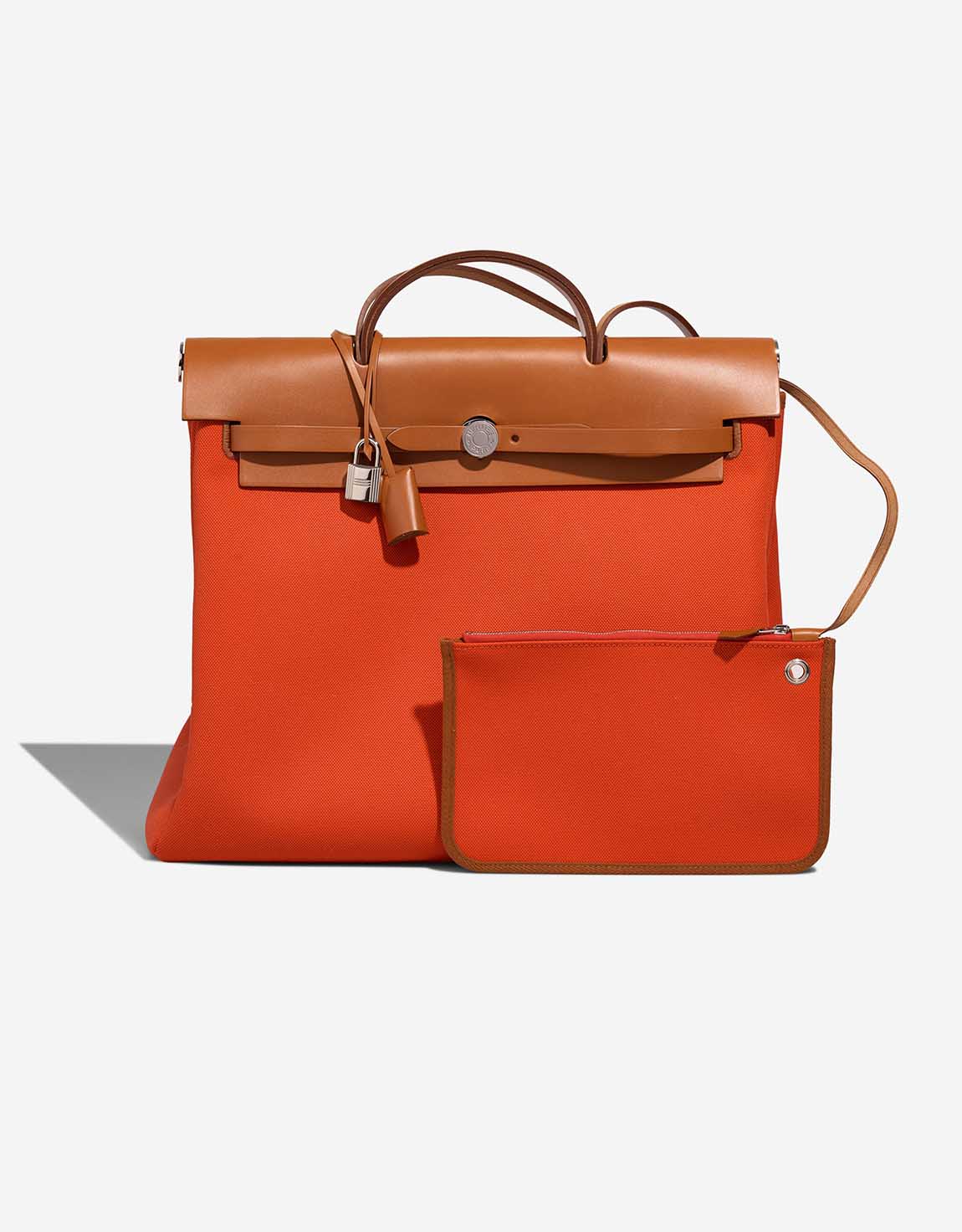 Hermès Herbag 39 Toile / Vache Hunter Orange Mécano / Fauve | SACLÀB