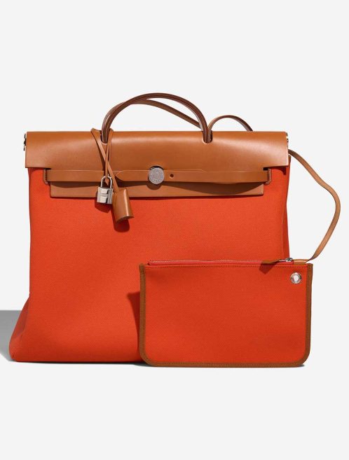 Hermès Herbag 39 Toile / Vache Hunter Orange Mécano / Fauve Front | Sell your designer bag