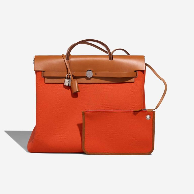 Hermès Herbag 39 Toile / Vache Hunter Orange Mécano / Fauve Front | Sell your designer bag