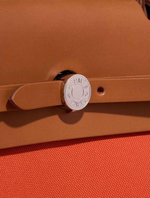 Hermès Herbag 39 Toile / Vache Hunter Orange Mécano / Fauve Closing System | Sell your designer bag