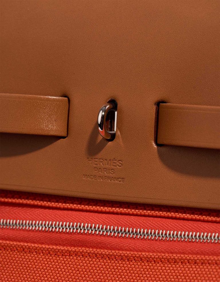 Hermès Herbag 39 Toile / Vache Hunter Orange Mécano / Fauve Logo | Sell your designer bag