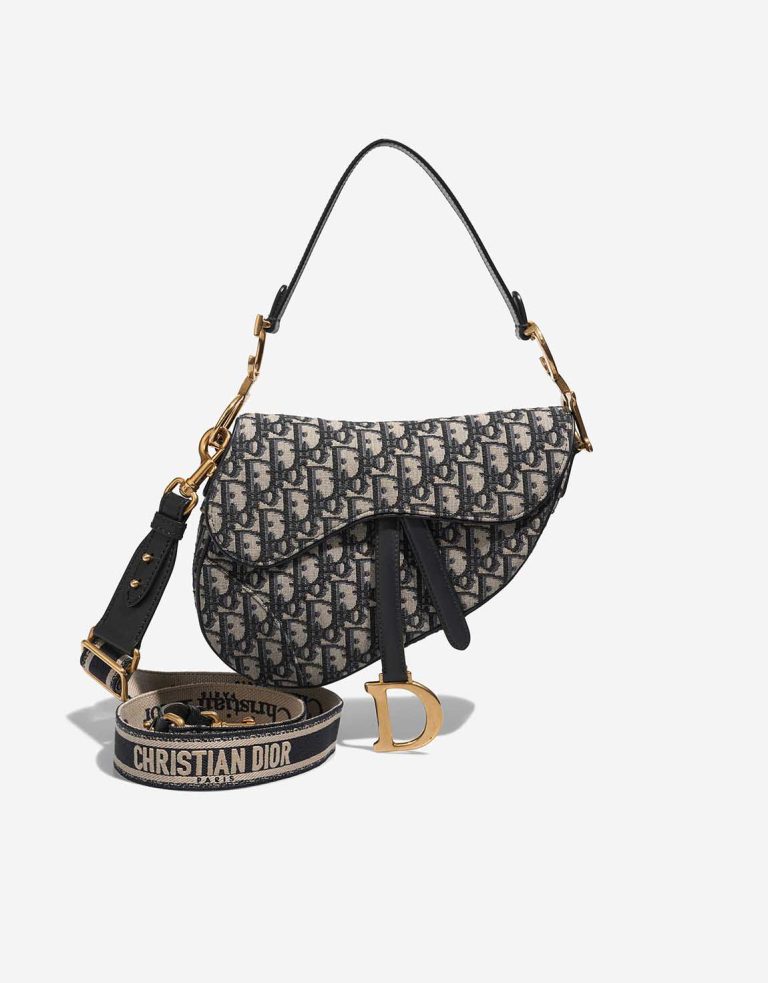 Dior Saddle Medium Oblique Jacquard Blue Front | Sell your designer bag