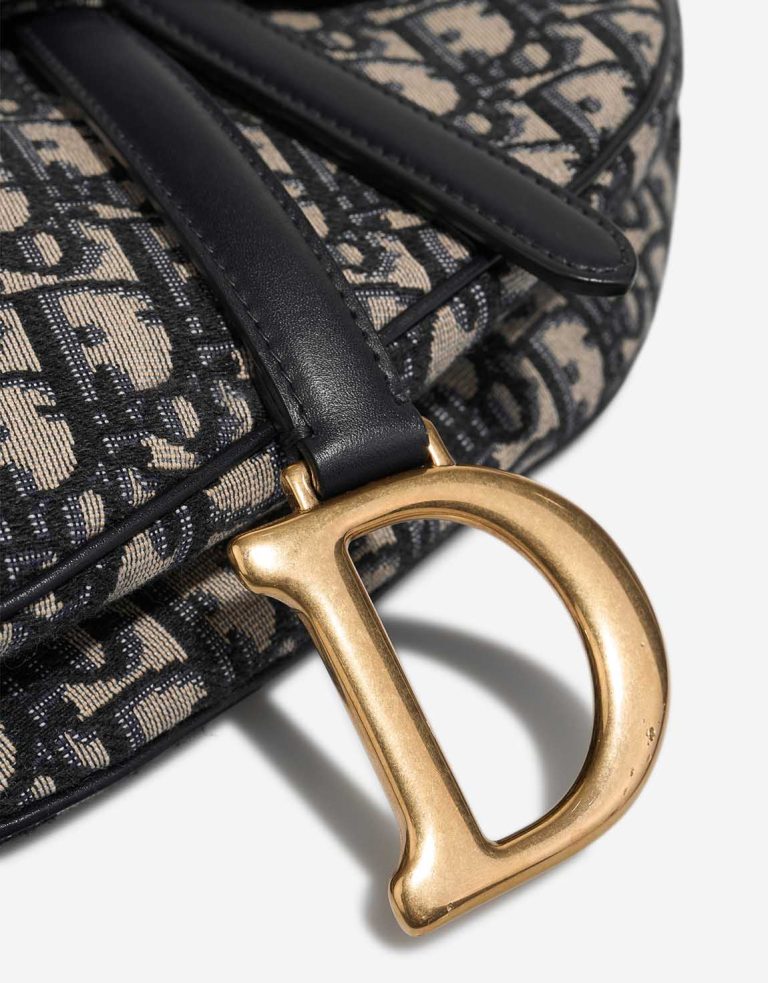Dior Saddle Medium Oblique Jacquard Blue Closing System | Sell your designer bag