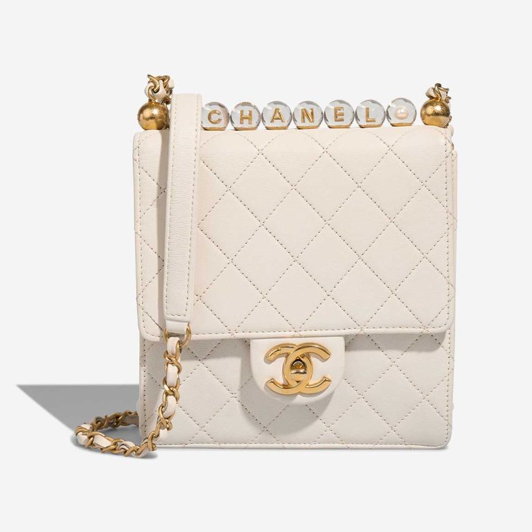 Chanel Timeless Mini Square Lamb White Front | Sell your designer bag