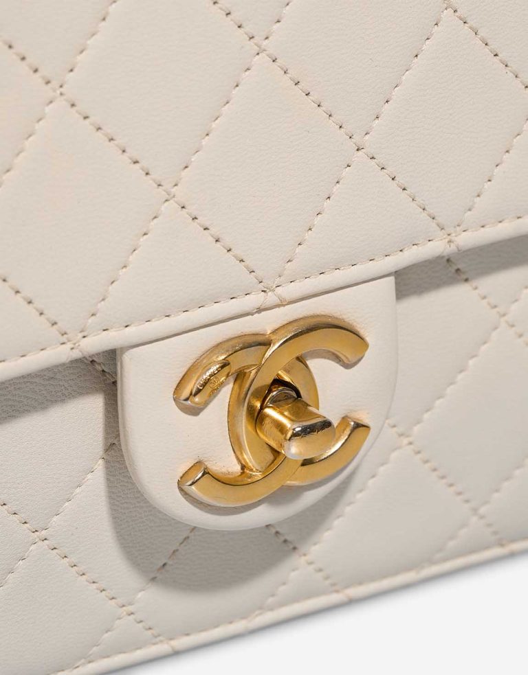 Chanel Timeless Mini Square Lamb White Closing System | Sell your designer bag