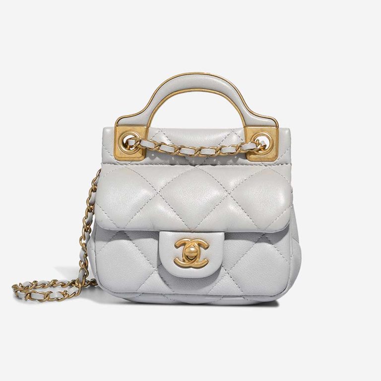 Chanel Timeless Handle Micro Lamb Grey Front | Sell your designer bag