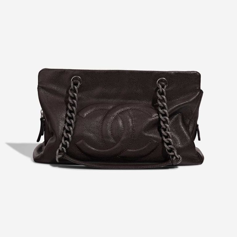 Chanel Shopping Tote PST Caviar Dark Brown Front | Sell your designer bag