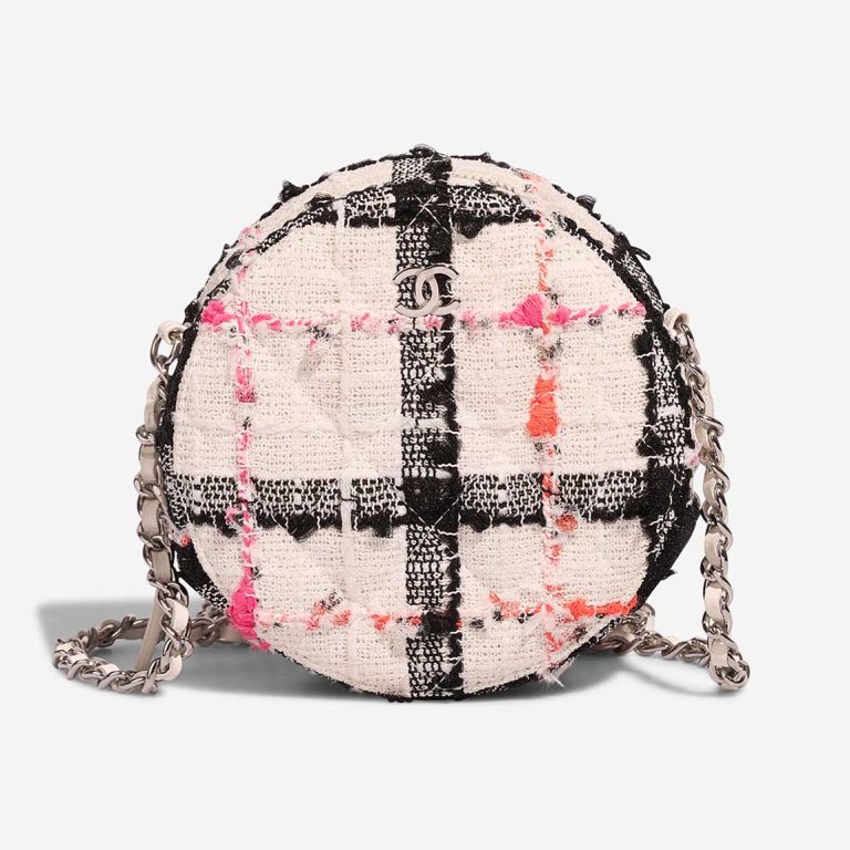 Chanel Round Clutch Medium Tweed White / Black Front | Sell your designer bag