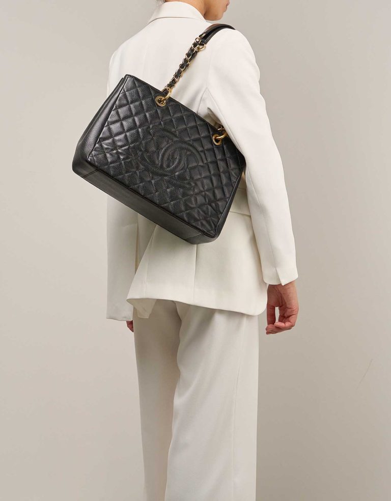 Chanel Shopping Tote GST Caviar Black on Model | Sell your designer bag