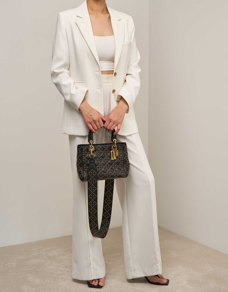 Dior Lady Medium Calf Black on Model | Sell your designer bag
