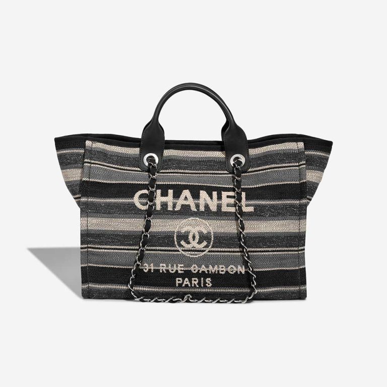 Chanel Deauville Small Canvas Grey / Beige / Black Front | Sell your designer bag