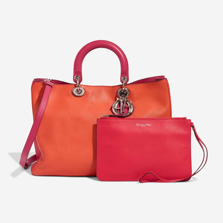 Dior Diorissimo Large Lamb Orange / Fuchsia Front | Sell your designer bag