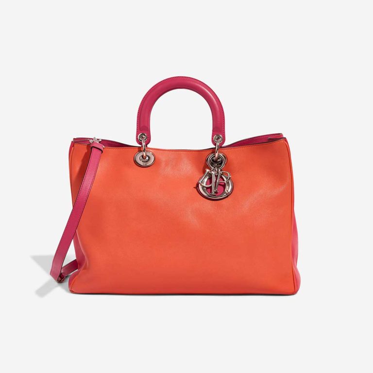 Dior Diorissimo Large Lamb Orange / Fuchsia Front | Sell your designer bag