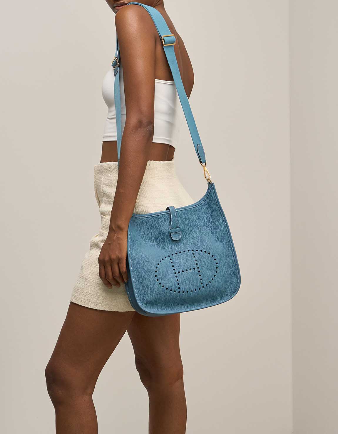 【HERMES】Evelyne III 29 エブリン バッグ PM new bleu jean Hermès Evelyne 29 Taurillon Clemence New Bleu Jean | SACLÀB