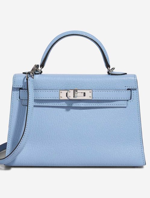 Hermès Kelly Mini Chèvre Mysore Bleu Céleste Front | Sell your designer bag