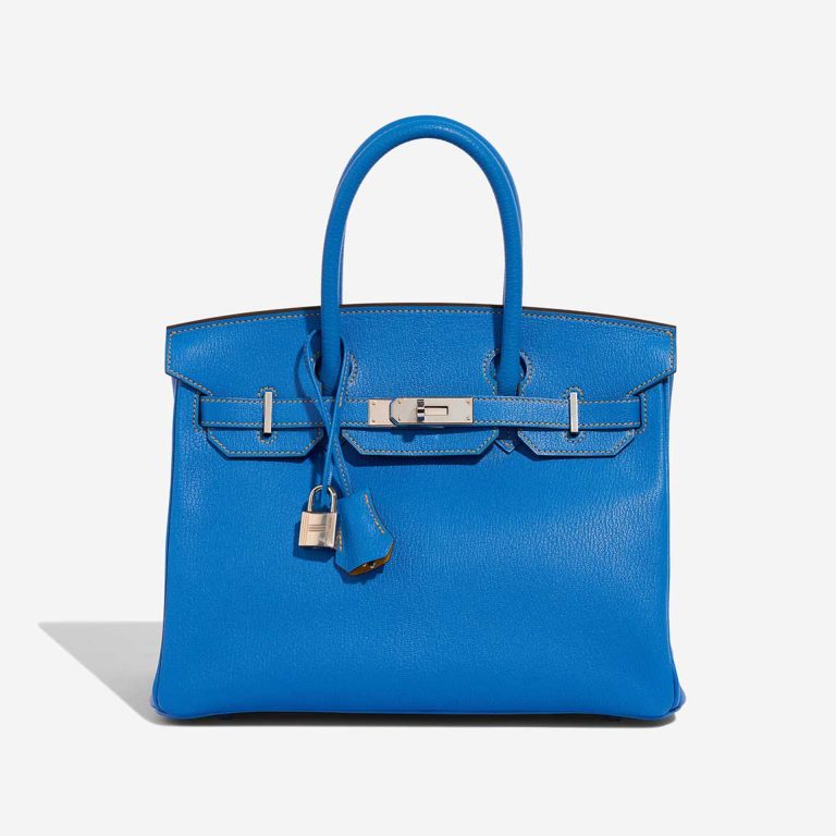 Hermès Birkin HSS 30 Chèvre Mysore Bleu Hydra / Jaune Ambre Front | Sell your designer bag