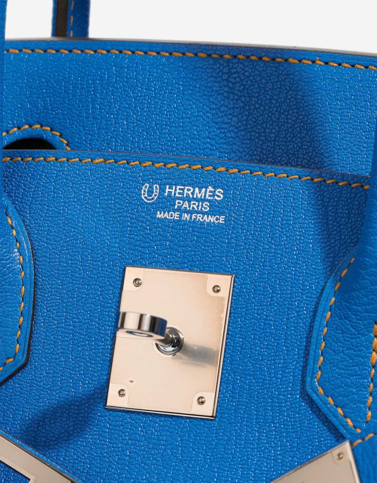 Hermès Birkin HSS 30 Chèvre Mysore Bleu Hydra / Jaune Ambre Logo | Sell your designer bag
