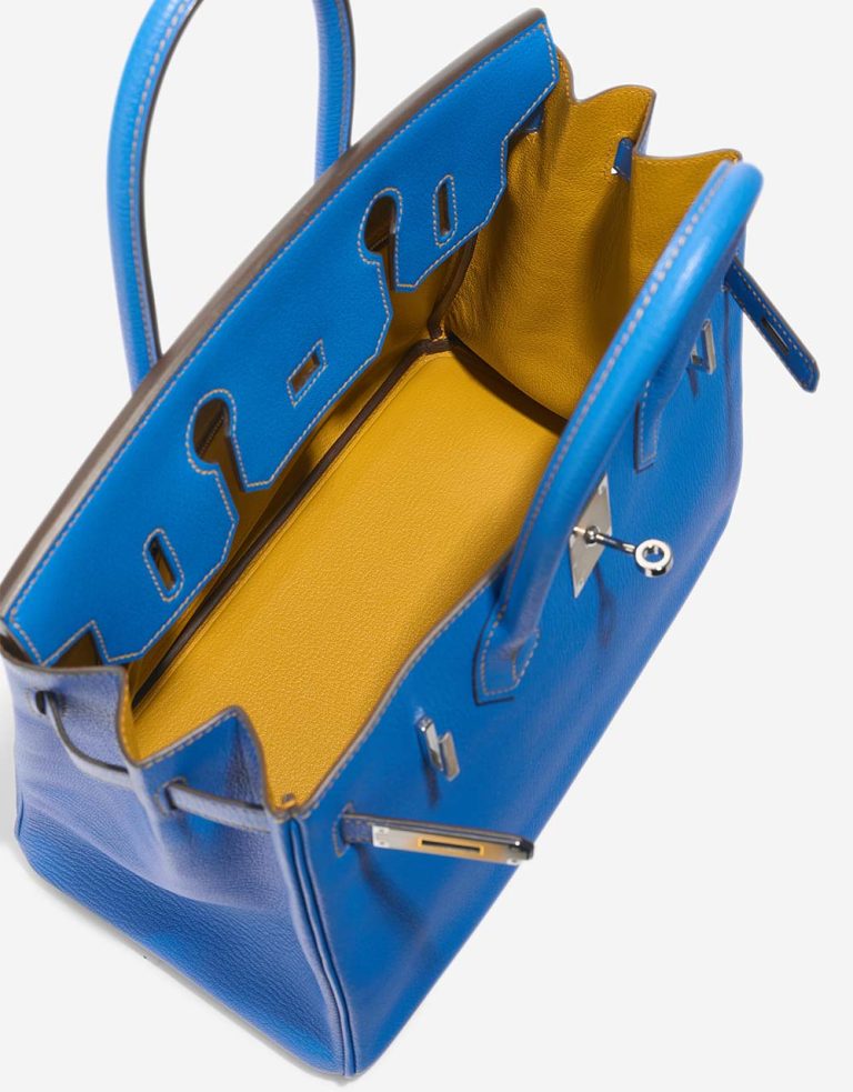 Hermès Birkin HSS 30 Chèvre Mysore Bleu Hydra / Jaune Ambre Inside | Sell your designer bag